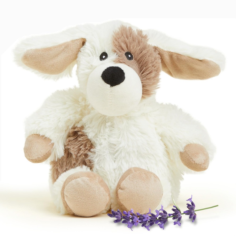 Warmies Plush Puppy Dog Unisex 12in Cream Brown Microwaveable Lavender Scented